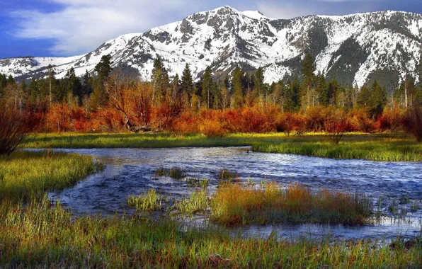 Water, snow, mountains, nature, lake, the landscape
