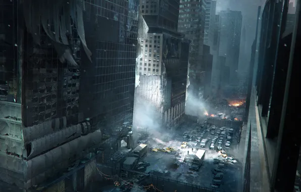 The city, building, soldiers, new York, Tom Clancy's The Division