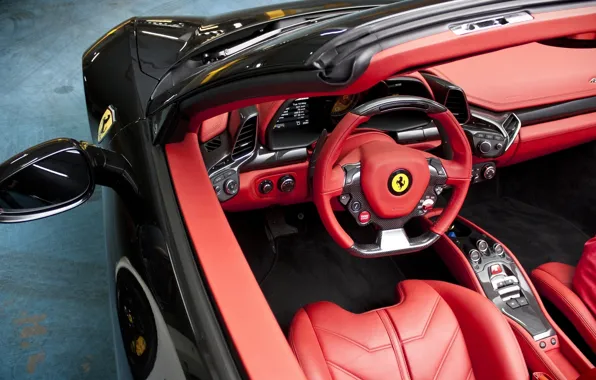 Ferrari, volante, deportivo, rojo