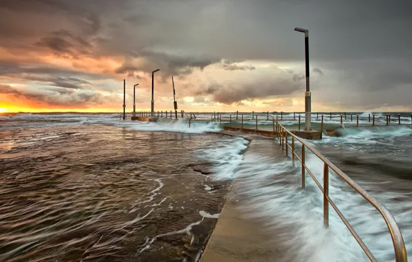 Sea, landscape, sunset