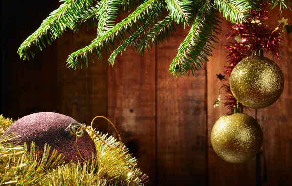 Balls, tree, New Year, Christmas, tinsel, Christmas, New Year, decoration