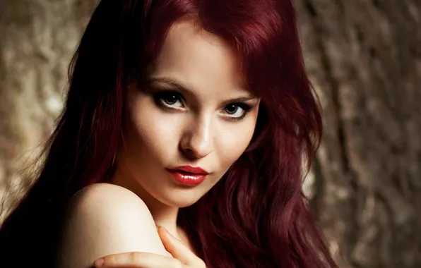 Girl, long hair, photo, blue eyes, model, lips, face, redhead