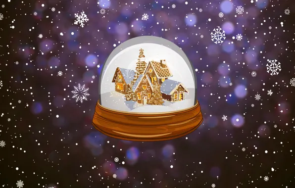 Winter, Minimalism, Snow, Ball, Background, New year, Holiday, Mood