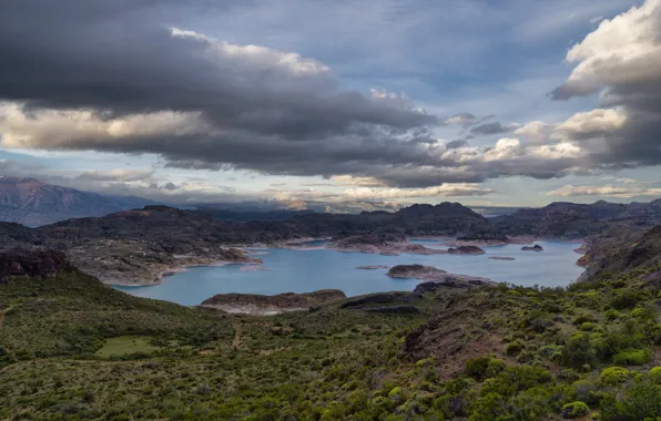 Picture clouds, landscape, mountains, lake