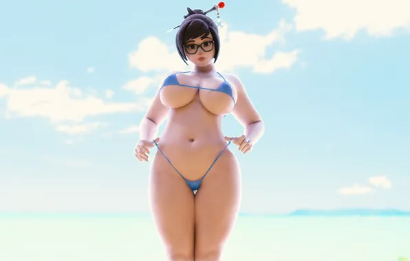 The sky, bikini, Mei, big Breasts, bikini, Mei, Overwatch, delicious forms