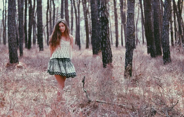 Forest, girl, nature