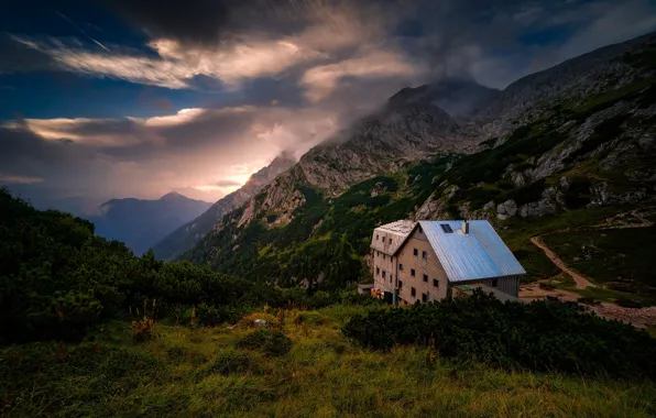 The sky, clouds, mountains, Italy, The Dolomites