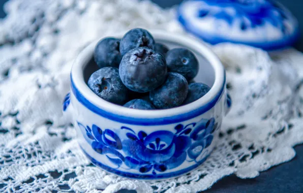 Berries, blueberries, napkin