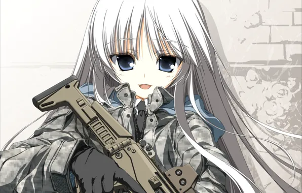 Weapons, gloves, white hair, Koko Hekmatyar, Ermengard, Jormungand, Koko Hekmatyar