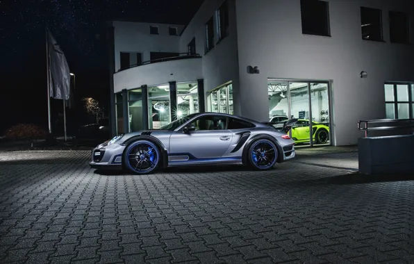 Picture night, building, 911, Porsche, street, TechArt, Turbo GT