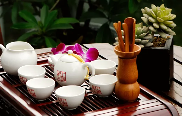 Picture Cup, East, aroma, still life, tea ceremony, teapot, eastern cups
