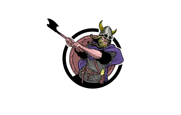 Picture warrior, blow, helmet, axe, Viking
