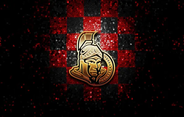 Wallpaper, sport, logo, NHL, hockey, glitter, checkered, Ottawa Senators