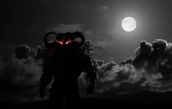 Picture dark, moon, night, cloud, video game, dahaka_the_beast_of_time