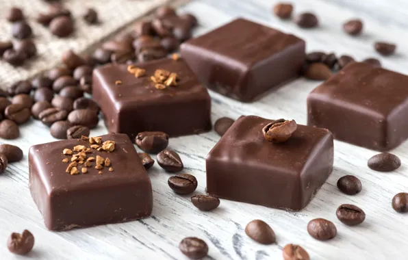 Dessert, coffee beans, sweet, chocolates