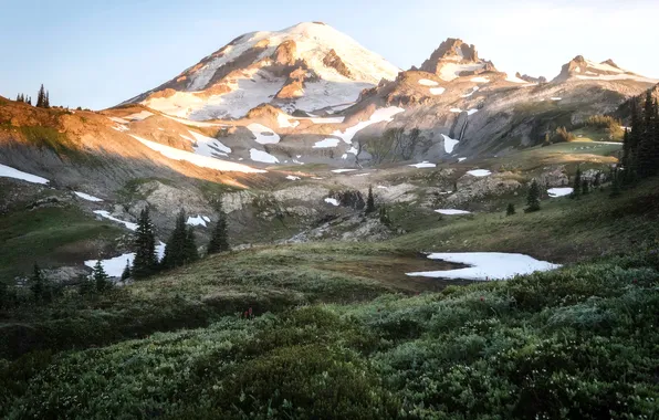Mountains, nature, morning