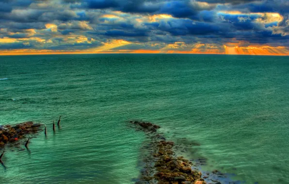 Picture sea, the sky, clouds, zakt