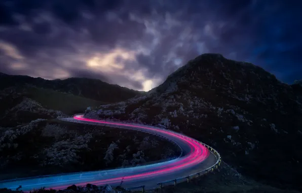Picture road, night, lights