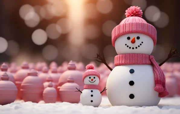 Winter, snow, Christmas, New year, snowmen, snowman, AI art, neural network