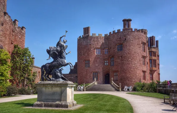 Castle, lawn, monument, UK, Powis Castle