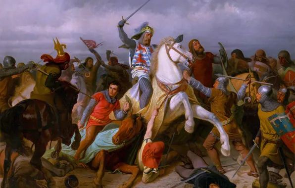 Picture, The battle, Horse, Battle, Warriors, Swords, Spears, Viktor Barvitius