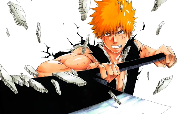 Sword, guy, bleach, anime, Kurosaki Ichigo, art