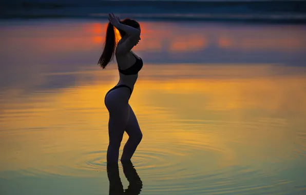Ass, ass, nature, lake, panties, figure, brunette, beautiful