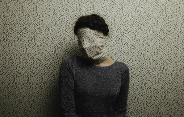 Picture wallpaper, girl, sweater, covered face