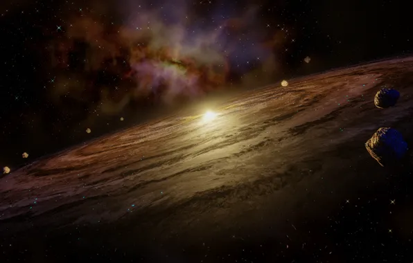 Nebula, asteroids, Space, galaxy
