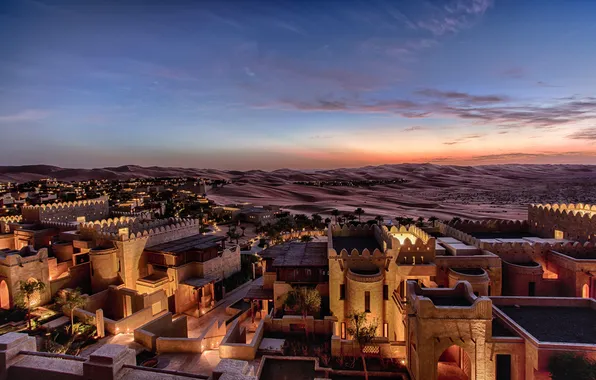 Mountains, night, the city, lights, home, Turkey, Cappadocia