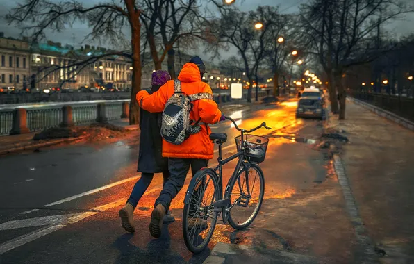 Picture bike, pair, Saint Petersburg, walk