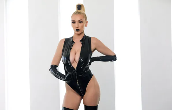 Black, pornstar, gloves, latex, unzip, big naturals, Kendra Sunderland, clevage
