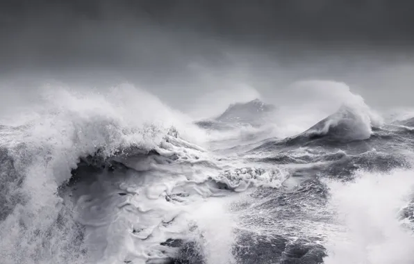 Sea, wave, the sky, squirt, clouds, storm, wave, storm