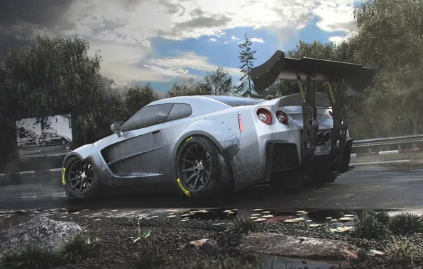 Picture Nissan, GT-R, Car, Race, Body, R35, Track, Spoiler