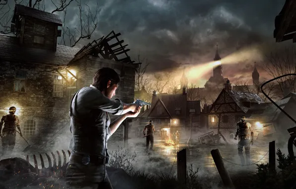Picture Home, Gun, Light, Clouds, Weapons, Bethesda Softworks, Horror, Character