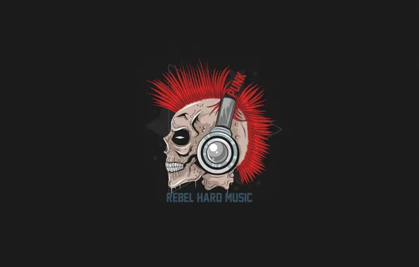 Minimalism, Skull, Headphones, Style, Background, Punk, Art, Art