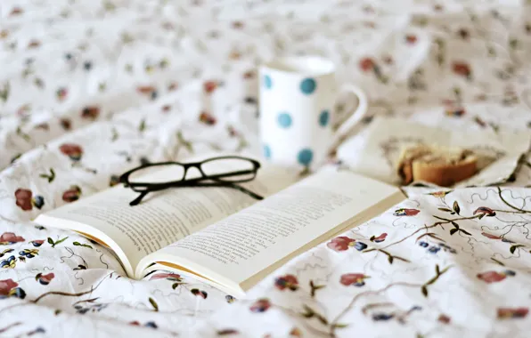 Pattern, glasses, book