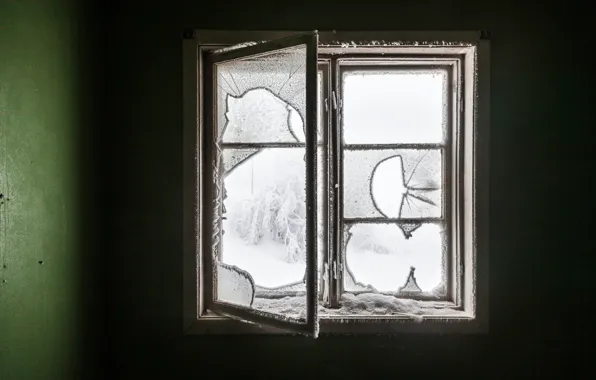 Winter, room, window