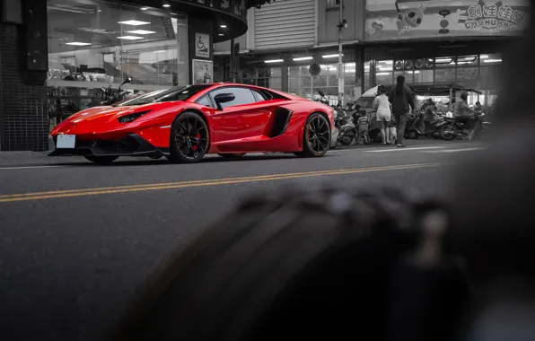 Road, red, sports car, LP700-4, Lamborghini Aventador, Lamborghini LP700-4 Aventador