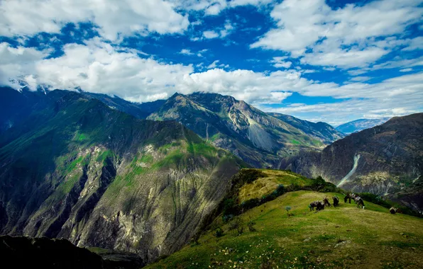 The sky, clouds, mountains, rocks, Peru, hill, Apurimac