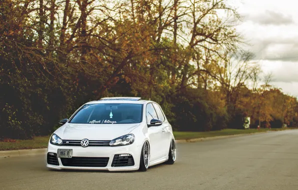 Volkswagen, white, wheels, golf, tuning, germany, low, r32