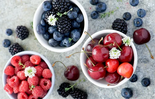 Summer, berries, raspberry, blueberries, cherry, BlackBerry, Anna Verdina
