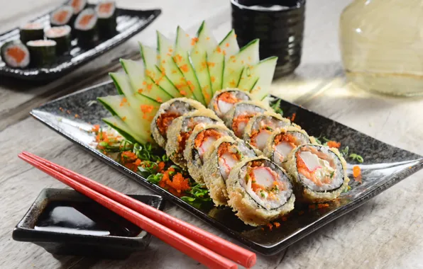 Picture greens, vegetables, rolls, sushi, sushi, rolls, Japanese cuisine, greenery