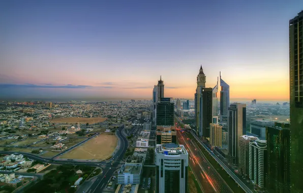 Lights, dawn, morning, Dubai