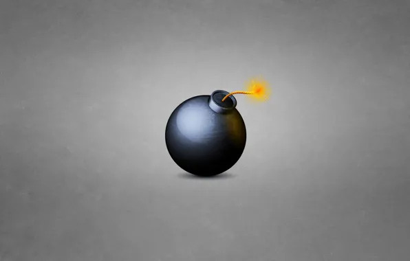 Grey, bomb, minimalism, wick, black, burns, round, bomb