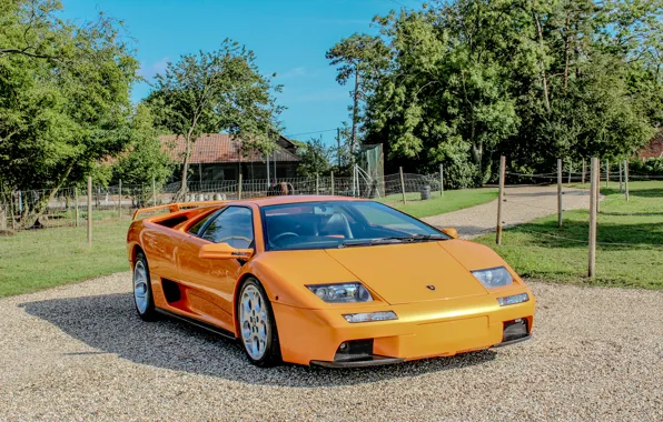 Lamborghini, wallpaper, supercar, auto, orange, Diablo, VT 6.0