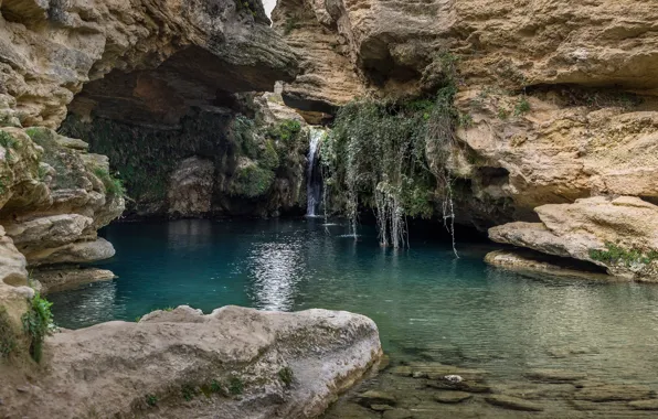 Lake, rocks, cave, the grotto
