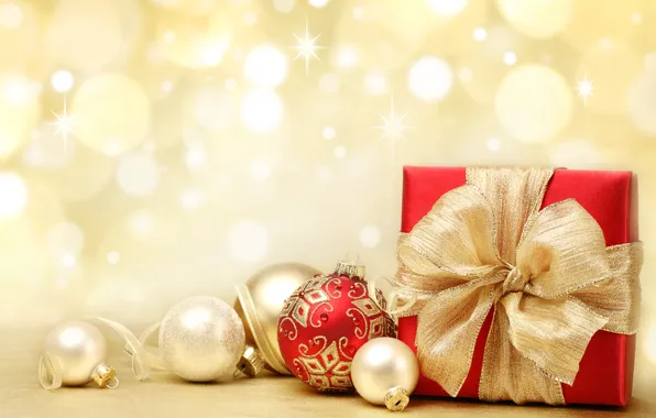 Balls, decoration, box, gift, balls, toys, New Year, Christmas