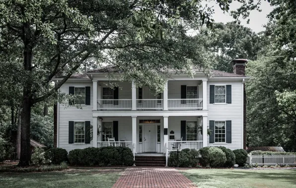 Picture USA, house, grass, tree, Georgia, oaks, Jonesboro, Stately