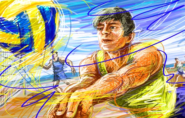 The sky, figure, the ball, vector, volleyball, player, welcome, touch